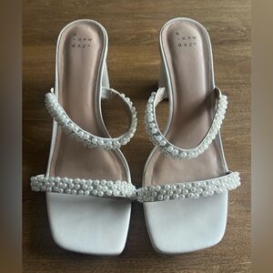 A New Day Cream Pearl-Embellished Heels
